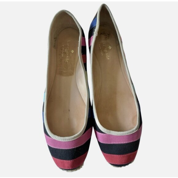 Kate Spade New York Canvas Rainbow Striped Espadrilles Flats Shoes Women size 7 - Picture 9 of 9